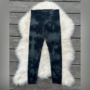 Calvin Klein Performance Dark Green Black Tie Dye Leggings Knit Stretch Pants